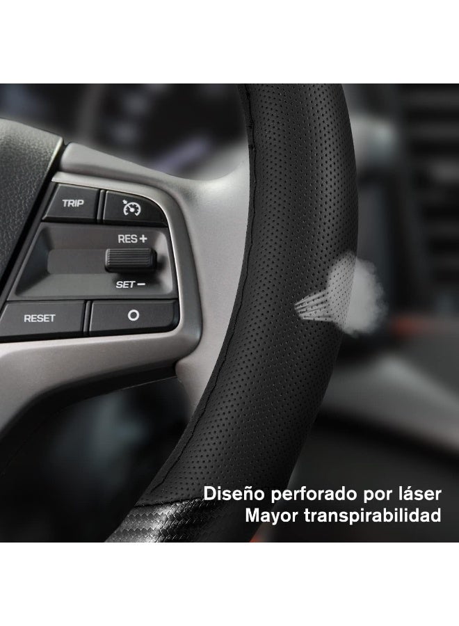 INSIJAM Car Steering Wheel Cover Carbon Fiber, 38 cm Breathable Anti-Slip Interior Accessory, Carbon Fiber Pattern Steering Wheel Cover for Most Cars, Trucks, SUV, Men and Women Universal Fit - Image 2