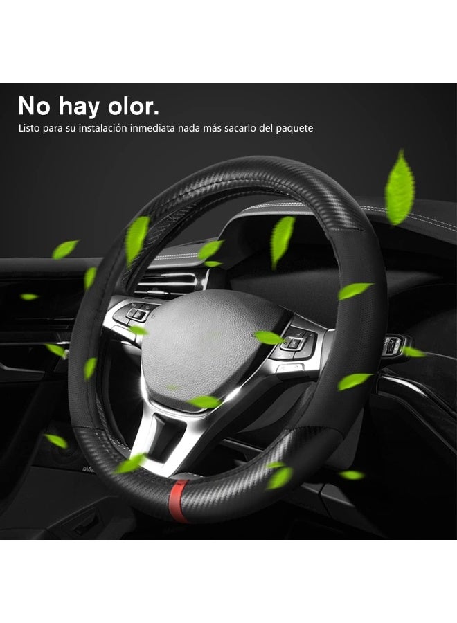 INSIJAM Car Steering Wheel Cover Carbon Fiber, 38 cm Breathable Anti-Slip Interior Accessory, Carbon Fiber Pattern Steering Wheel Cover for Most Cars, Trucks, SUV, Men and Women Universal Fit - Image 4