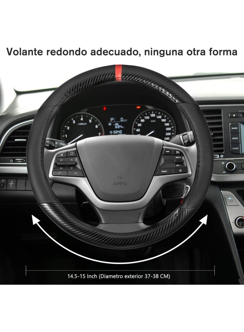 INSIJAM Car Steering Wheel Cover Carbon Fiber, 38 cm Breathable Anti-Slip Interior Accessory, Carbon Fiber Pattern Steering Wheel Cover for Most Cars, Trucks, SUV, Men and Women Universal Fit - Image 5