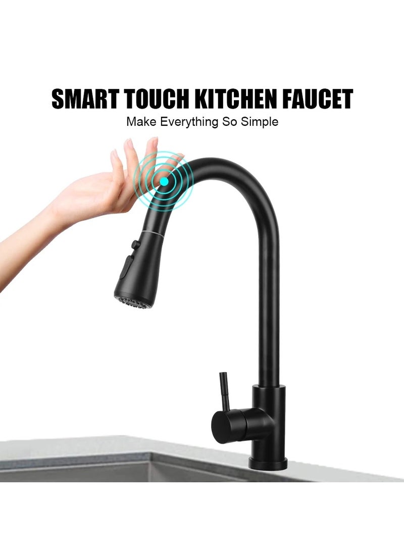 AROAQ 360 Degree Rotation Kitchen Sink Hot Cold Taps Kitchen Faucet Mixer Tap Stainless Steel Smart Touch Sensor Faucets - Image 2