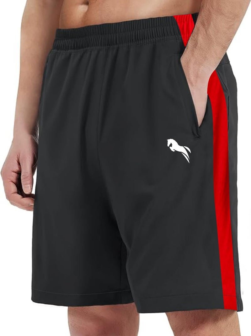 JUST RIDER Men's Gym Shorts/Mens Sports Shorts/Running Shorts for Men Regular Shorts for Men Black - Image 1