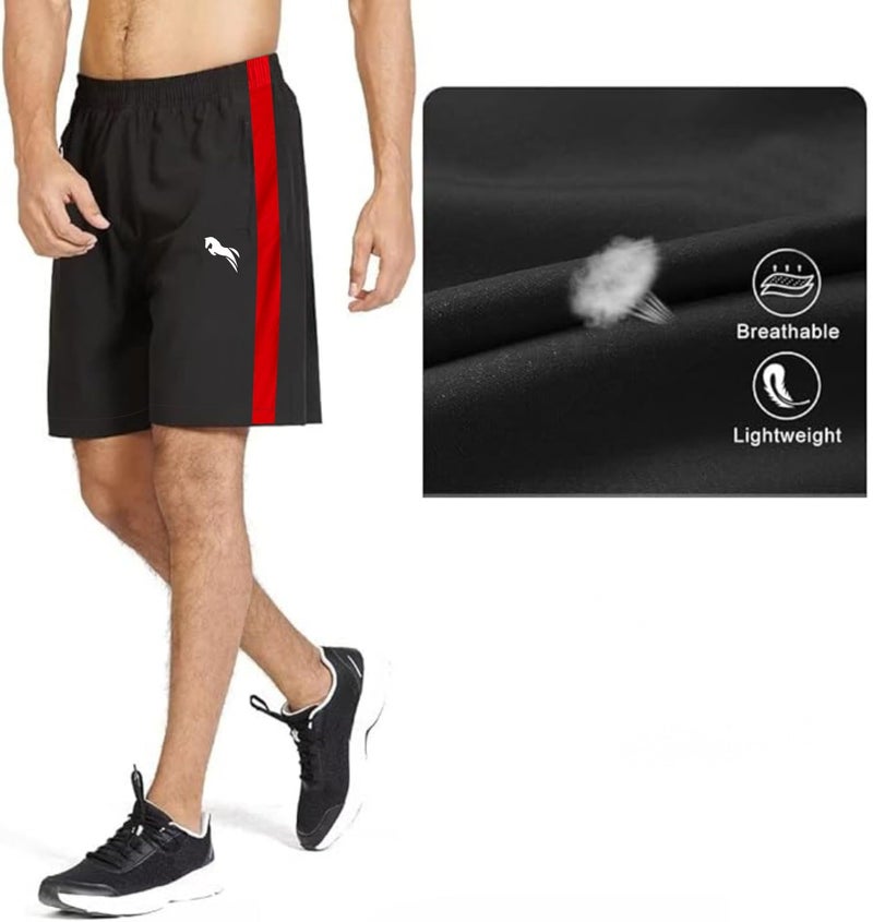 JUST RIDER Men's Gym Shorts/Mens Sports Shorts/Running Shorts for Men Regular Shorts for Men Black - Image 3