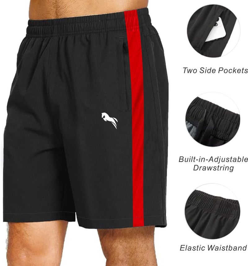 JUST RIDER Men's Gym Shorts/Mens Sports Shorts/Running Shorts for Men Regular Shorts for Men Black - Image 4