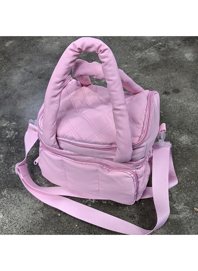 Large Insulated Lunch Bag Beige Thermal Lunch Box Multiple Compartments Reusable For Work Picnic - Image 5