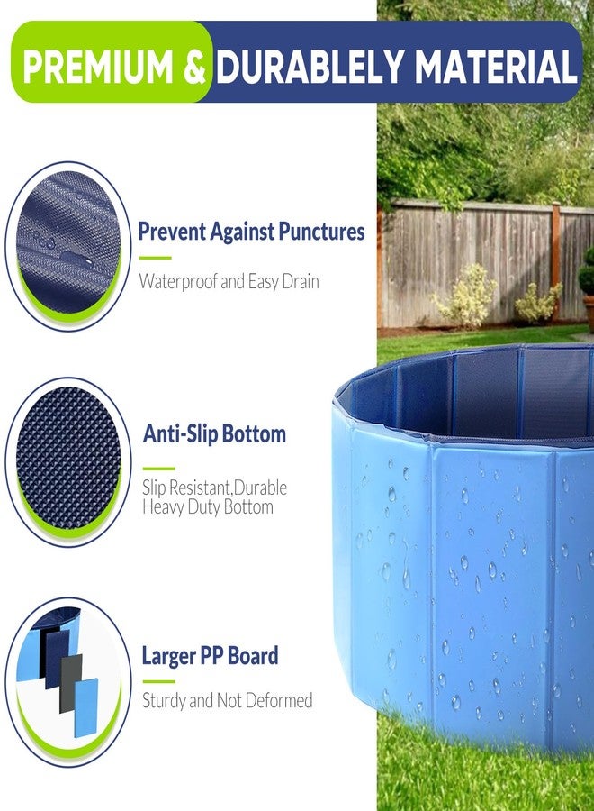 PUPTILY Dog Pool, Foldable Pet Swimming Pool with 6mm High-Strength PP Board, Hard Plastic Collapsible Doggy Pools for Small Dogs Kitty Duck,Non-Slip Doggie Bathtub Quick to Set Up and Drainage Hole(32x8in) - Image 3