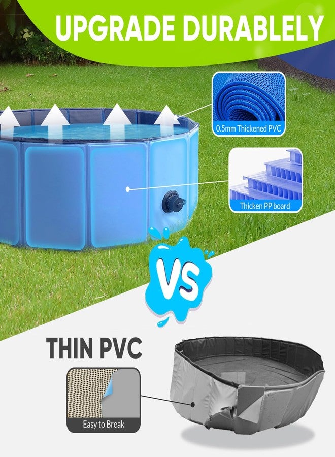 PUPTILY Dog Pool, Foldable Pet Swimming Pool with 6mm High-Strength PP Board, Hard Plastic Collapsible Doggy Pools for Small Dogs Kitty Duck,Non-Slip Doggie Bathtub Quick to Set Up and Drainage Hole(32x8in) - Image 4