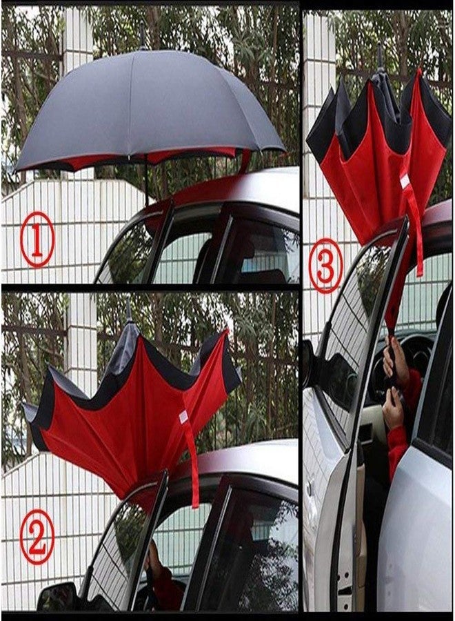 DPISZONE Unisex Windproof Upside Down Reverse Umbrella with C-Shaped Handle and UV Protection Inverted Reversible No Drip Umbrella (Multicolor) - Image 4