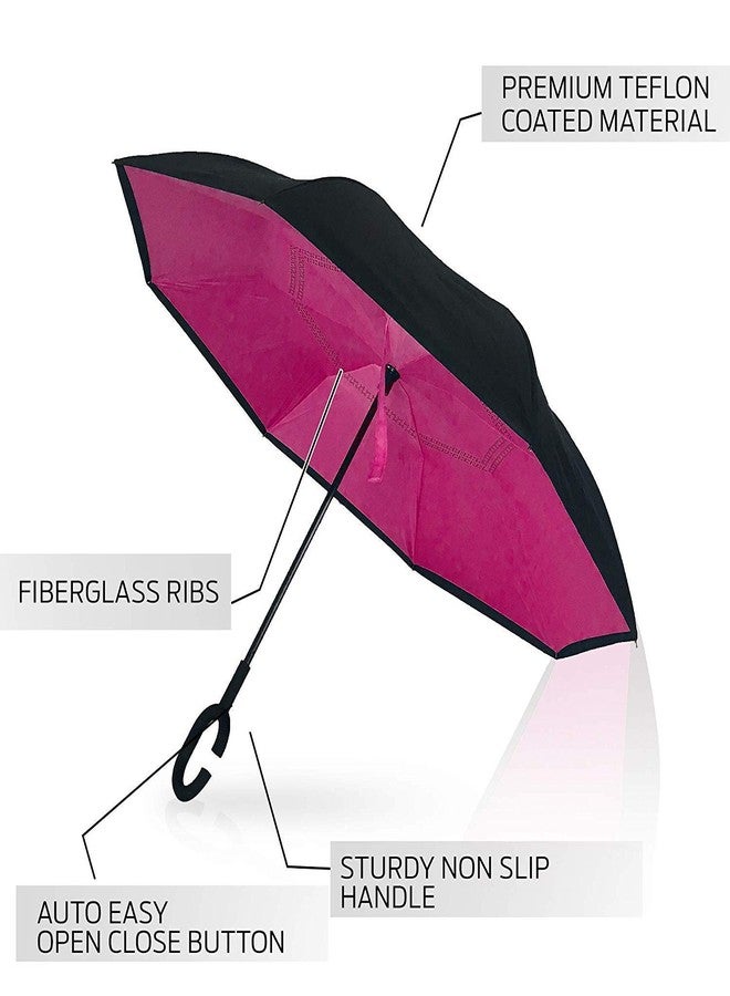 DPISZONE Unisex Windproof Upside Down Reverse Umbrella with C-Shaped Handle and UV Protection Inverted Reversible No Drip Umbrella (Multicolor) - Image 5