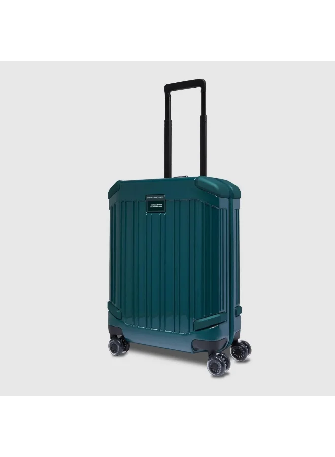 بيكوادرو حقيبة سفر Piquadro BV4425POP للمقصورة مقاس 20 بوصة | حقيبة كابينة بهيكل من البولي كربونيت (PC) مع قفل TSA، منفذ USB-C، و4 عجلات مزدوجة دوارة