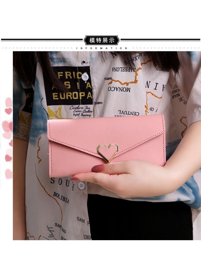 جيانغ بي أو محفظة نسائية طويلة جديدة - محفظة كلاتش جلدية ناعمة بتصميم قلب مع زر للإغلاق وفتحات متعددة للبطاقات وحامل للهاتف، محفظة أنيقة للاستخدام اليومي - Image 4