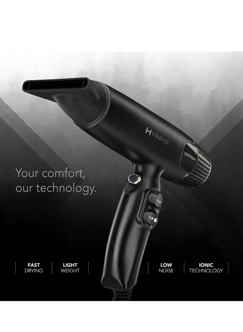 جاما+ مجفف الشعر الاحترافي GAMMA+ Hybrid خفيف الوزن، وتقنية أيونية، وضوضاء منخفضة مع فوهتين وناشر - Image 2
