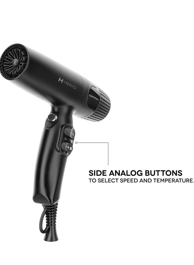 جاما+ مجفف الشعر الاحترافي GAMMA+ Hybrid خفيف الوزن، وتقنية أيونية، وضوضاء منخفضة مع فوهتين وناشر - Image 3