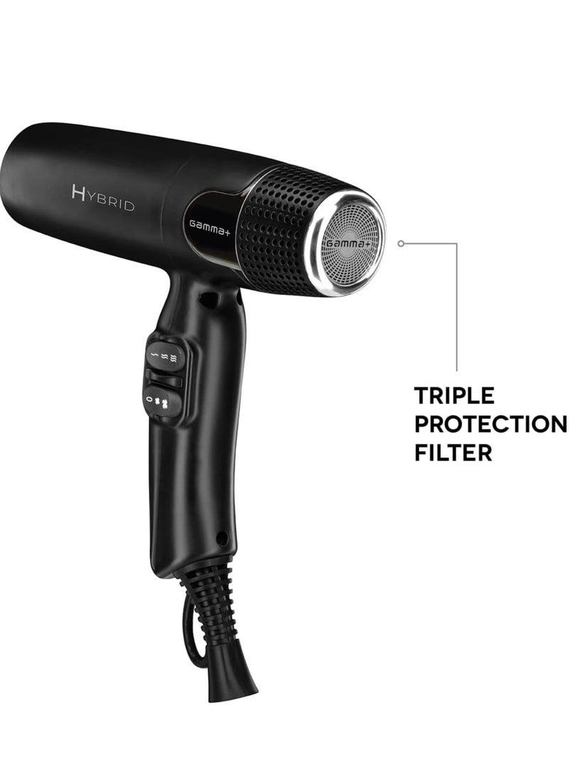 جاما+ مجفف الشعر الاحترافي GAMMA+ Hybrid خفيف الوزن، وتقنية أيونية، وضوضاء منخفضة مع فوهتين وناشر - Image 4