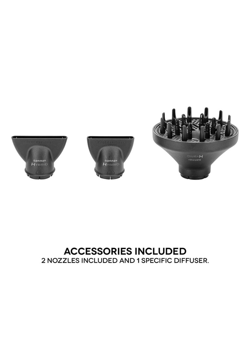 جاما+ مجفف الشعر الاحترافي GAMMA+ Hybrid خفيف الوزن، وتقنية أيونية، وضوضاء منخفضة مع فوهتين وناشر - Image 5