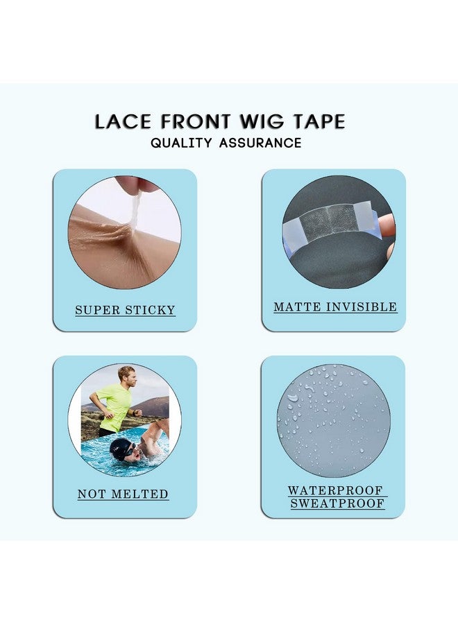 coloryoung 36pcs Blue Double Sided Waterproof Lace Wigs Adhesive Tape Strips for Lace Front Wig Toupee - Image 5