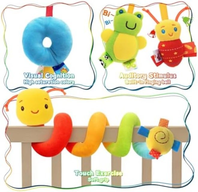 FPVERA Spiral Car Seat & Stroller Activity Toy - Soft Hanging Sensory Toys for Babies 0-12  Months - Image 4