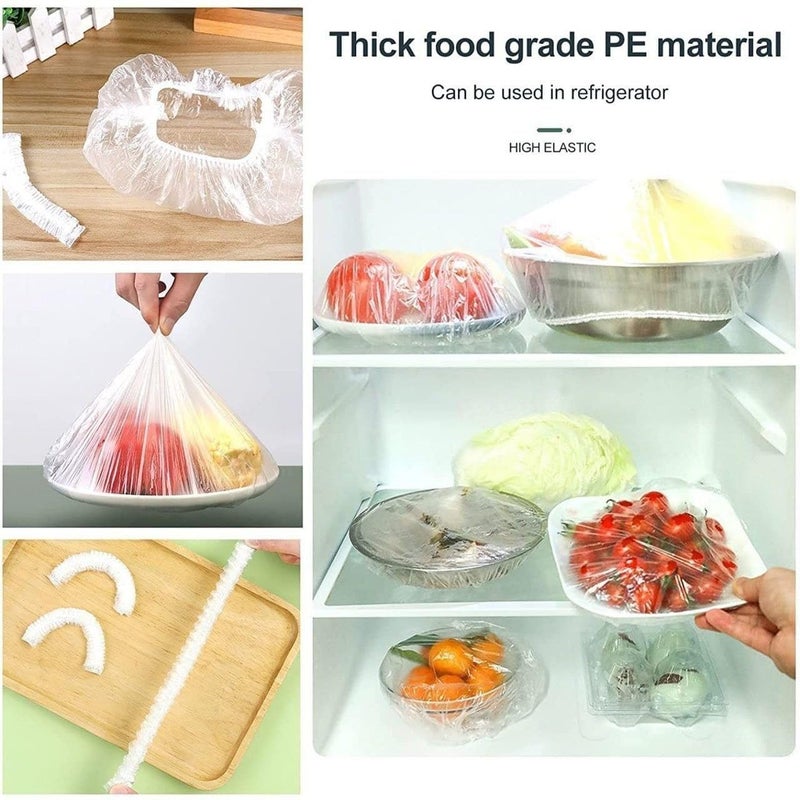MRP ENTERPRISE MRP ENTERPRISE 100 pcs Food Grade Plastic Fresh Keeping BagsReusable Transparent Sealing Wraps for Kitchen Refrigeration Odor Leakproof Storage Covers for Fruit Vegetables Restaurant Home Use  - Image 3