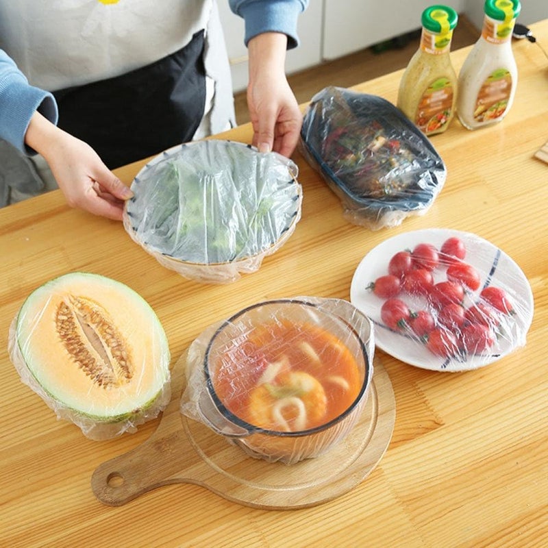 MRP ENTERPRISE MRP ENTERPRISE 100 pcs Food Grade Plastic Fresh Keeping BagsReusable Transparent Sealing Wraps for Kitchen Refrigeration Odor Leakproof Storage Covers for Fruit Vegetables Restaurant Home Use  - Image 2