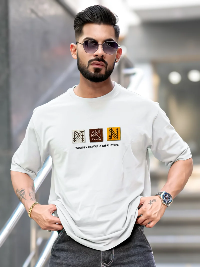 Maniac Maniac Mens Printed Round Neck Half Sleeve White Cotton T-Shirt