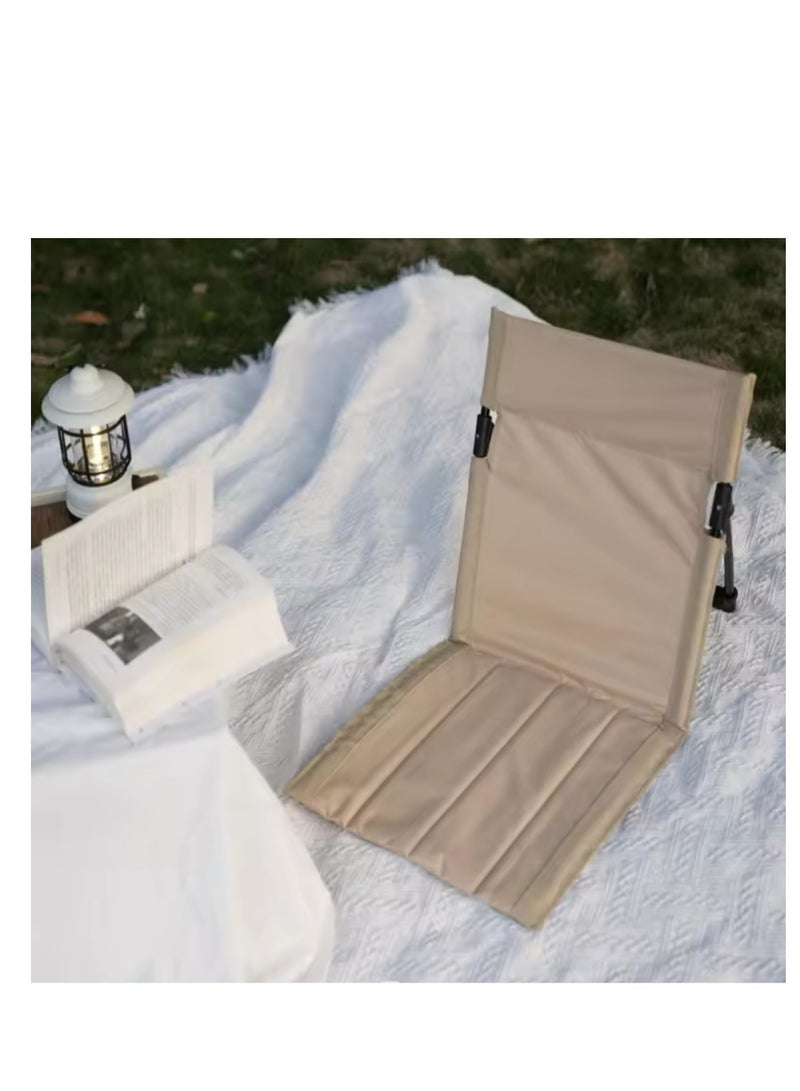 BLUE CORAL Outdoor Camping Ultra-light Comfortable Folding Chair Park Leisure Beach Chair Portable Single Lazy Chair Back Camping Chairs (Cream) - Image 2