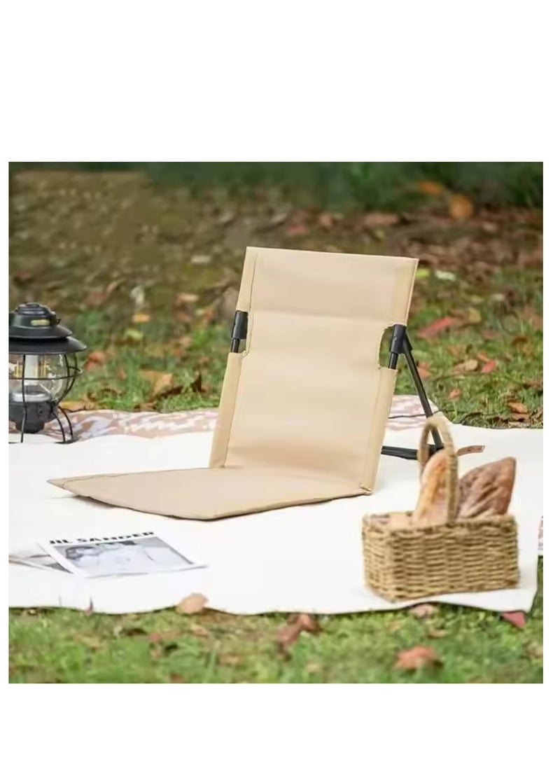 BLUE CORAL Outdoor Camping Ultra-light Comfortable Folding Chair Park Leisure Beach Chair Portable Single Lazy Chair Back Camping Chairs (Cream) - Image 3