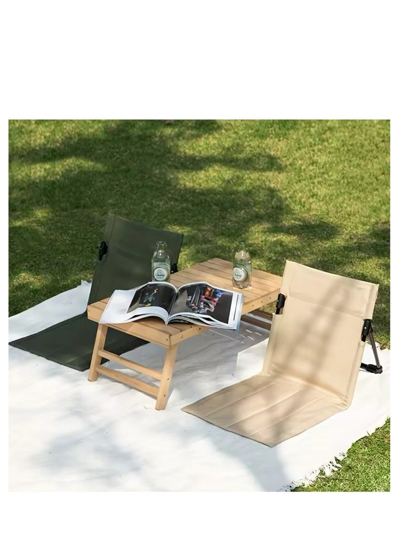 BLUE CORAL Outdoor Camping Ultra-light Comfortable Folding Chair Park Leisure Beach Chair Portable Single Lazy Chair Back Camping Chairs (Cream) - Image 4