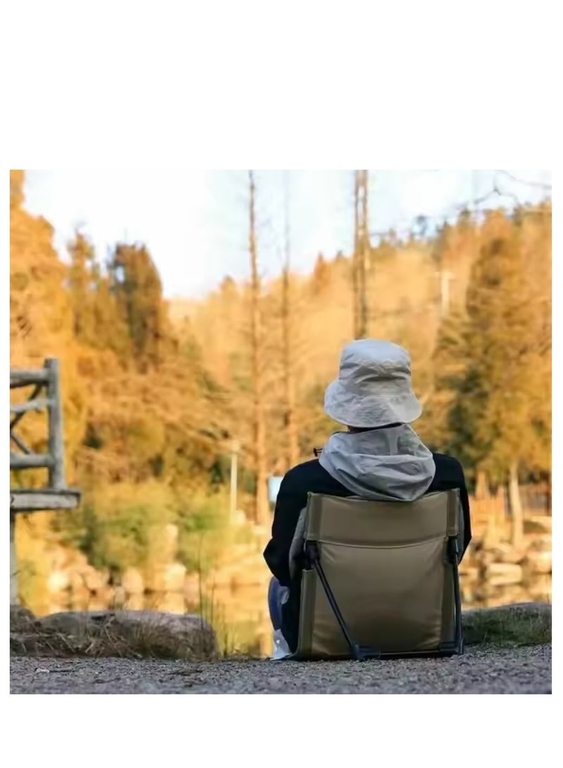 BLUE CORAL Outdoor Camping Ultra-light Comfortable Folding Chair Park Leisure Beach Chair Portable Single Lazy Chair Back Camping Chairs (Cream) - Image 5