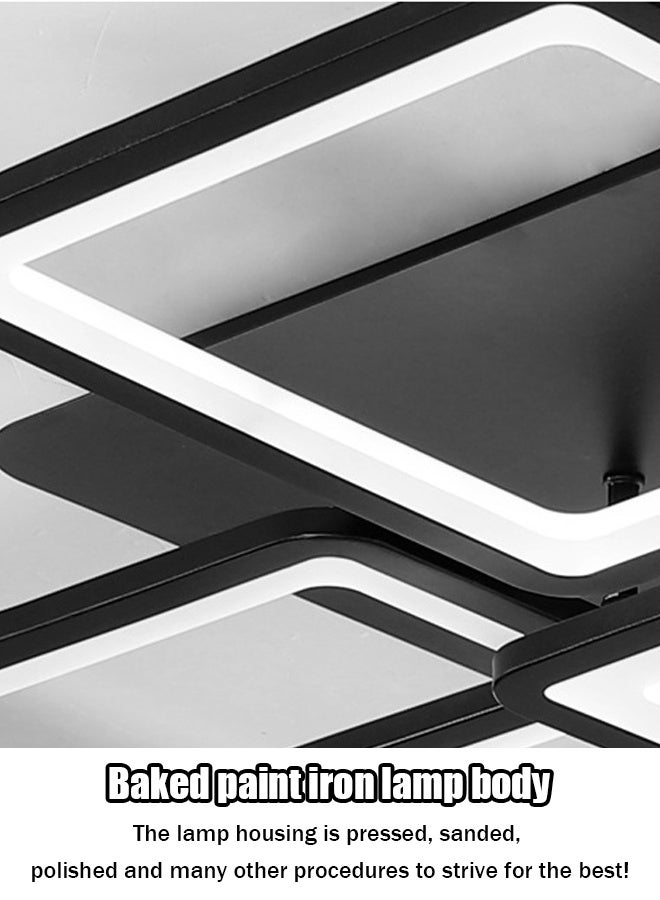 LED Modern minimalist style square black pendant light 6-Light installed near the ceiling suitable for living room bedroom bathroom and kitchen 3-Color electrodeless with remote control - Image 3