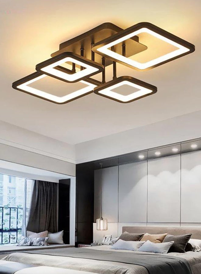 LED Modern minimalist style square black pendant light 6-Light installed near the ceiling suitable for living room bedroom bathroom and kitchen 3-Color electrodeless with remote control - Image 4