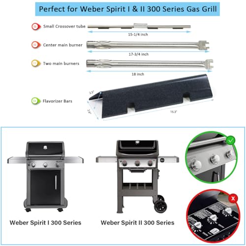 FORYEYC Spirit e310 Replacement Parts for Weber Spirit II E-310 E-320 E-330 S-310 S-320 S330 with Front Control, 7636 Flavorizer Bars & 69787 Grill Burner for Weber Spirit 2 Grill with GS4, Spirit II 300 - Image 2