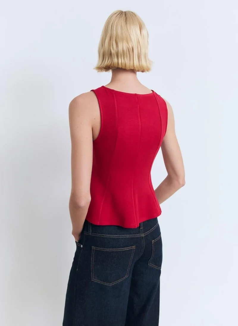MANGO Peplum Top With Seam Detail