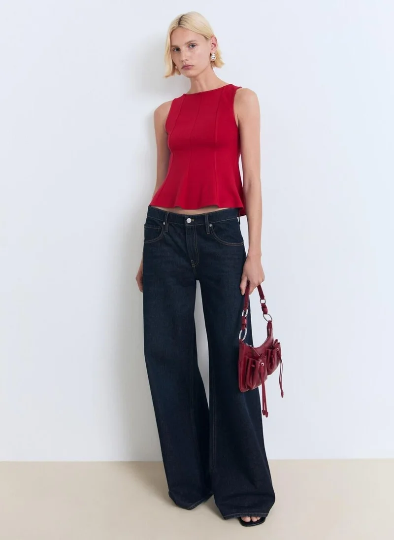 MANGO Peplum Top With Seam Detail