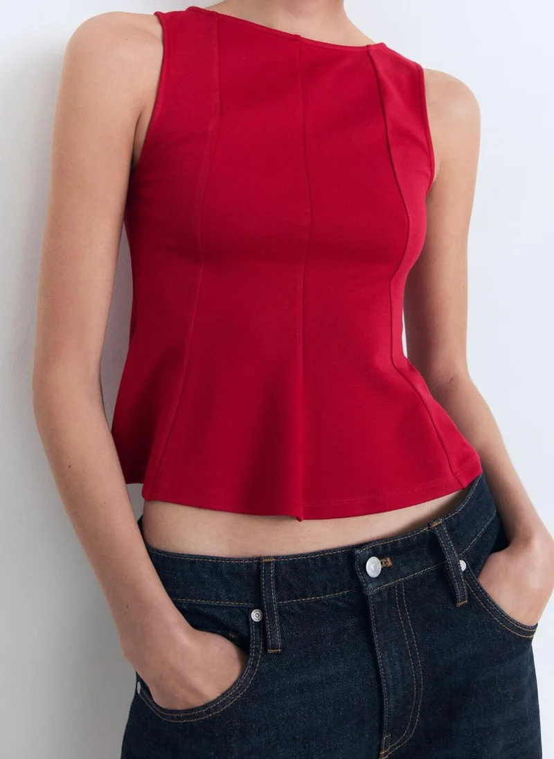 MANGO Peplum Top With Seam Detail