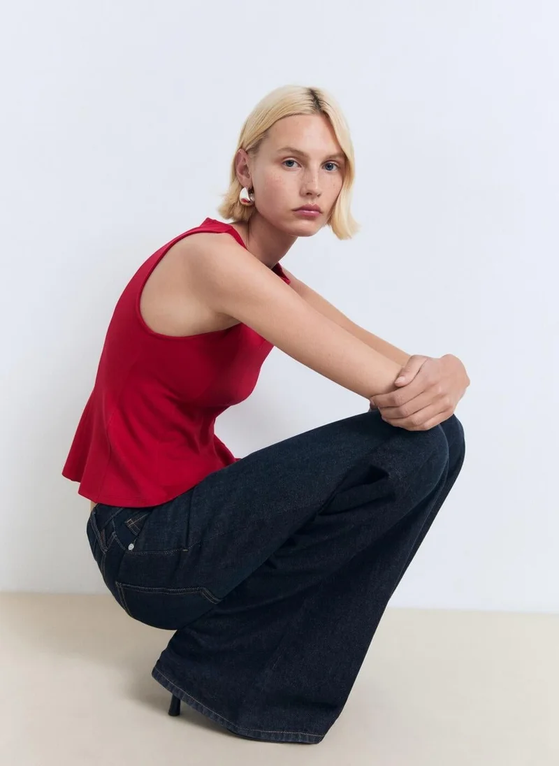 MANGO Peplum Top With Seam Detail