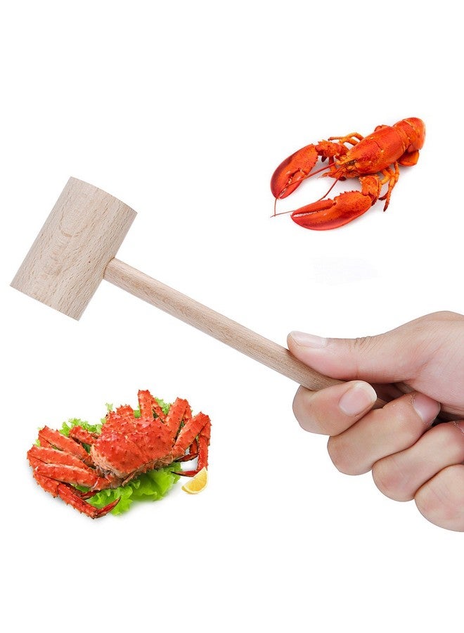 Mihey Wood Crab Mallets Seafood Shellfish Lobster Cracker Hardwood Natural Hammers, Set of 4 - Image 2
