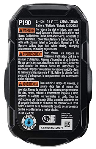 RYOBI P190 2.0 Amp Hour Compact 18V Lithium Ion Battery w/ Cold Weather Performance and (Charger Not Included / Battery Only) - Image 5