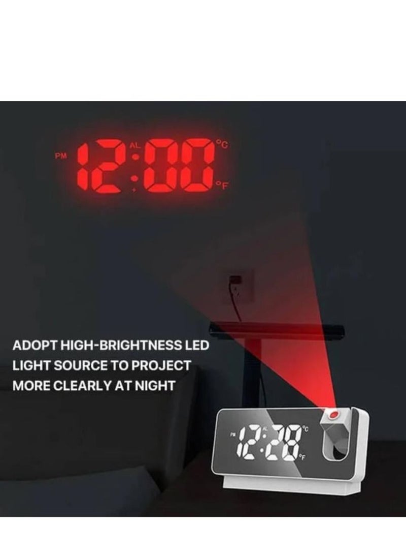 Arabest - ساعة منبه قابلة لإعادة الشحن بإضاءة LED ملونة مع عرض على السقف - Image 1