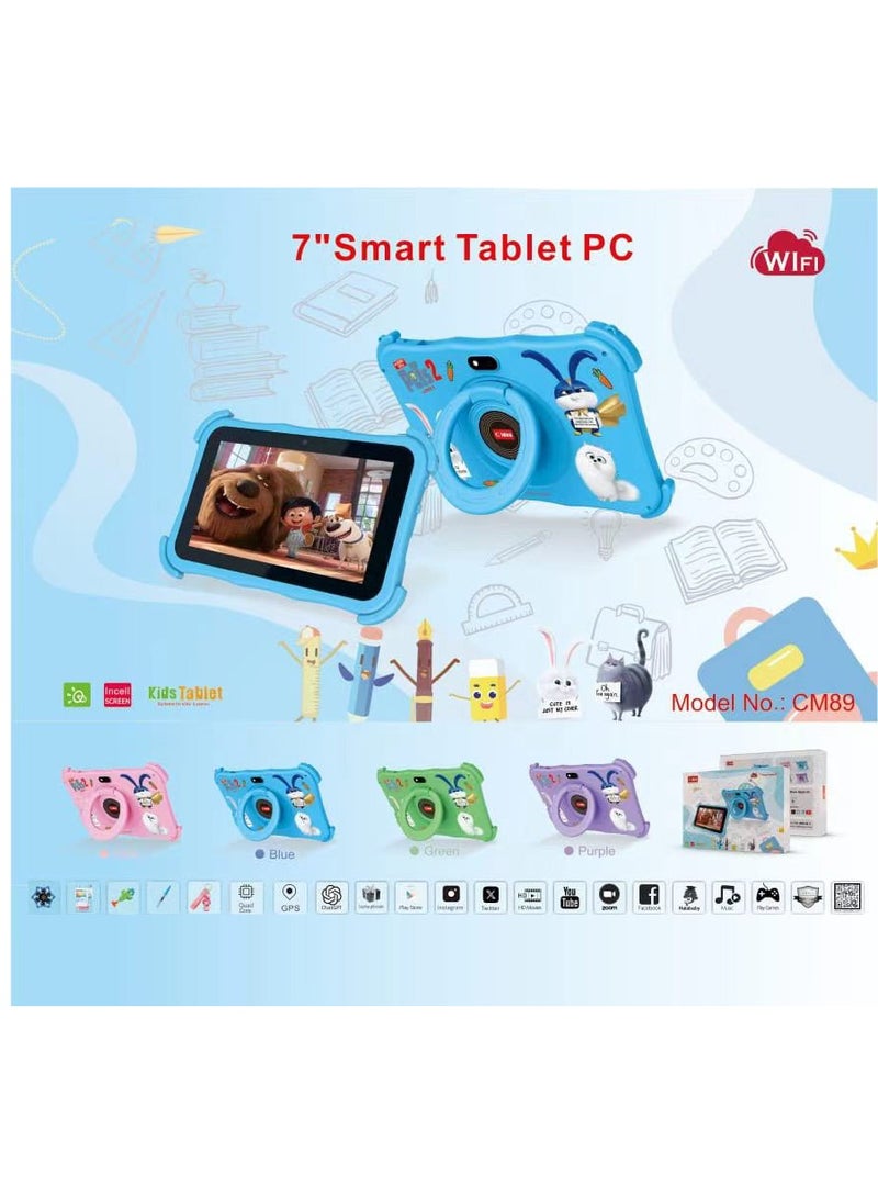 C idea 7-Inch Kids Smart Tablet CM89 8GB RAM + 256GB ROM Android Wi-Fi Tablet with Bluetooth & GPS Corner Edge-Proof with 360° Foldable Stand Dual Camera Educational & Entertainment Tablet for Children Pink - Image 4