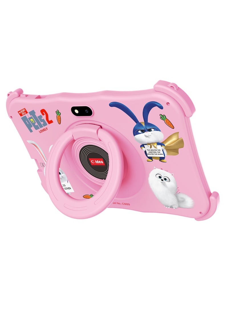 C idea 7-Inch Kids Smart Tablet CM89 8GB RAM + 256GB ROM Android Wi-Fi Tablet with Bluetooth & GPS Corner Edge-Proof with 360° Foldable Stand Dual Camera Educational & Entertainment Tablet for Children Pink - Image 1