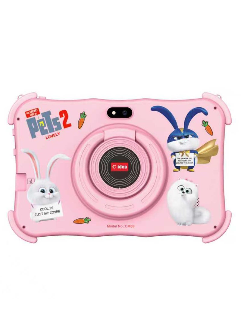 C idea 7-Inch Kids Smart Tablet CM89 8GB RAM + 256GB ROM Android Wi-Fi Tablet with Bluetooth & GPS Corner Edge-Proof with 360° Foldable Stand Dual Camera Educational & Entertainment Tablet for Children Pink - Image 3