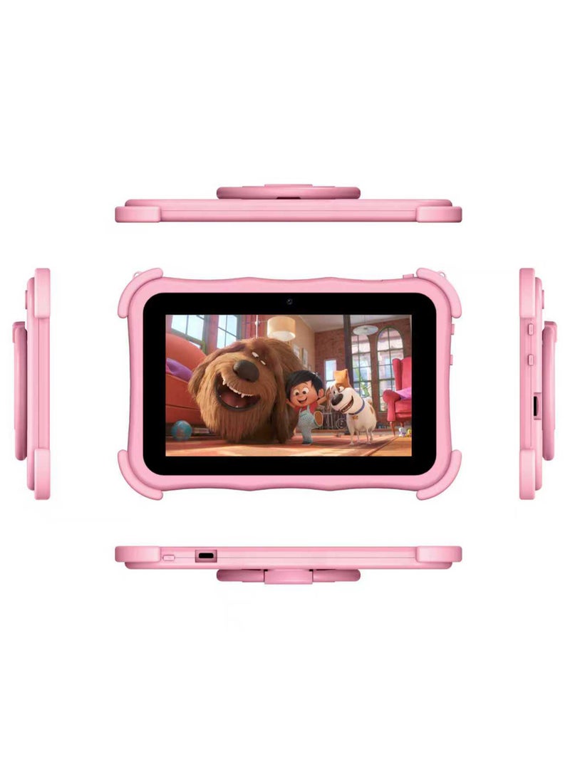 C idea 7-Inch Kids Smart Tablet CM89 8GB RAM + 256GB ROM Android Wi-Fi Tablet with Bluetooth & GPS Corner Edge-Proof with 360° Foldable Stand Dual Camera Educational & Entertainment Tablet for Children Pink - Image 2
