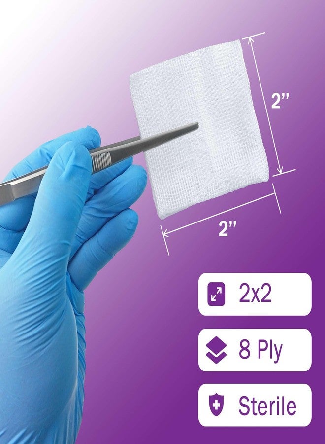 TenderGentle 2x2 Gauze Sponges - 100 Gauze Pads Individually Wrapped in Packs of 2 for Medical Facilities, Wound Care, and First Aid - 8 Ply Woven Sterile Pads - Image 2