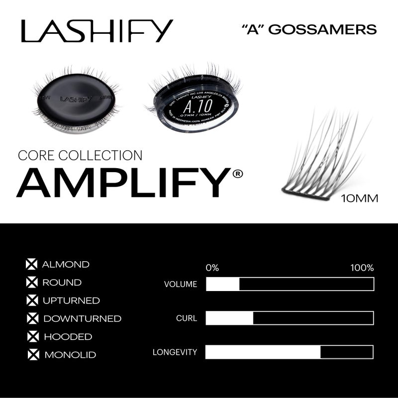 Lashify Amplify 10mm Gossamer DIY Eyelash Extensions Refill, Black, Easy False Eyelashes for a Natural Look - Image 3