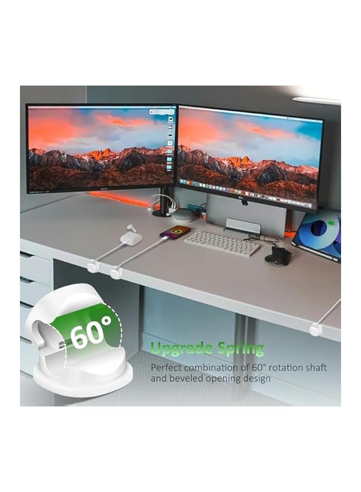 erorex 6 Pack Cord Organizer, Adhesive Spring Cable Holder Clips Phone Charger Cord Holder for Home and Office Wall Desktop Nightstand (White) - Image 4