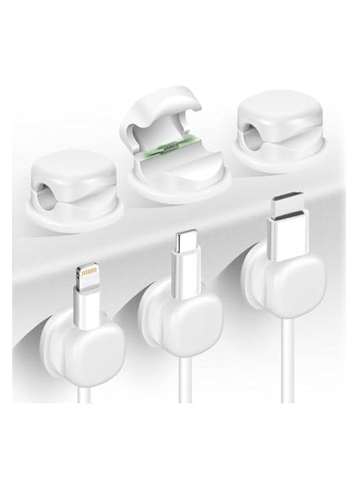 erorex 6 Pack Cord Organizer, Adhesive Spring Cable Holder Clips Phone Charger Cord Holder for Home and Office Wall Desktop Nightstand (White) - Image 1