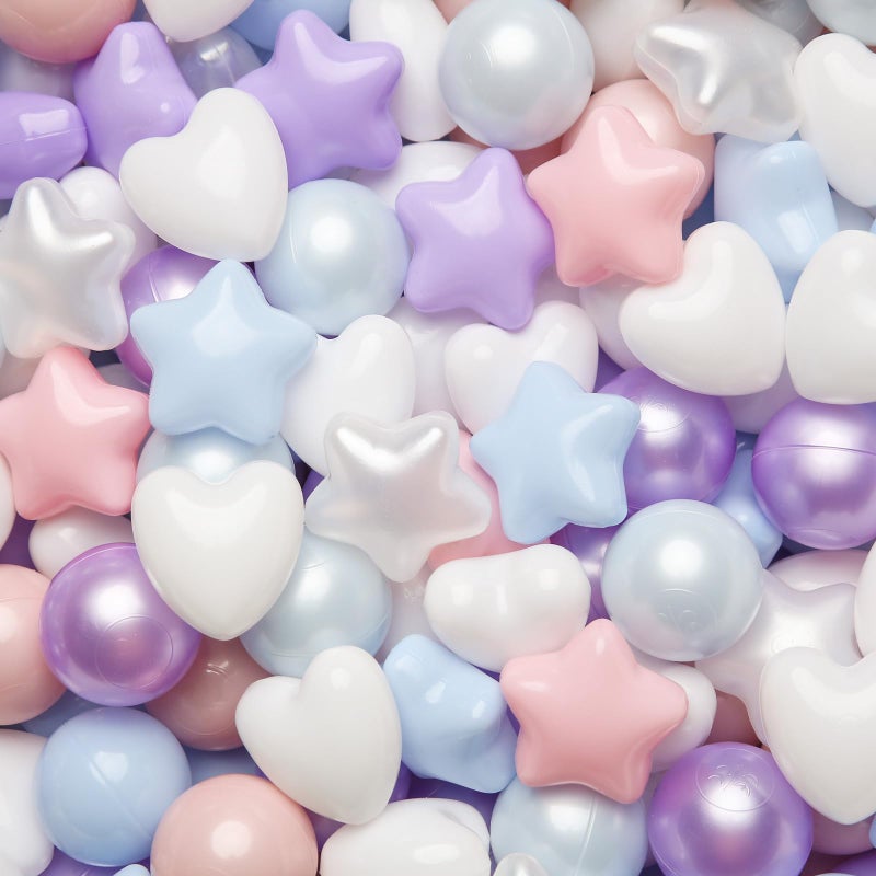 TRENDPLAYBall Pit Balls Star and Heart Shapes for Toddlers 100 Count Plastic Balls for Ball Pit Fun and Play PinkBluePurple - Image 2