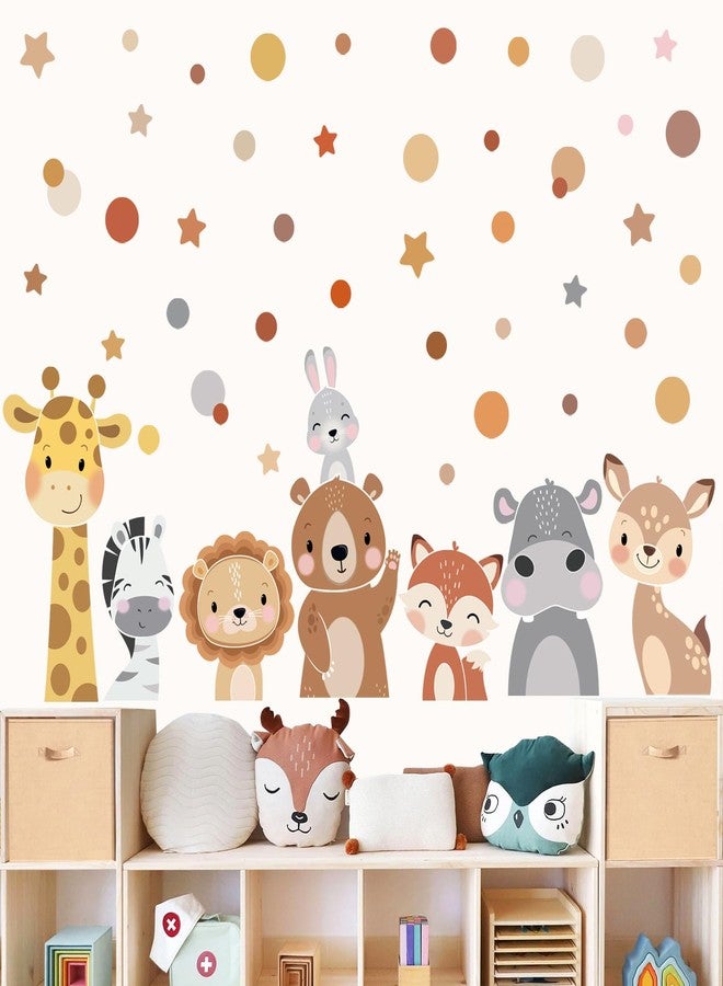 wondever Forest Animal Wall Stickers Giraffe Bear Deer Lion Polka Dot Peel and Stick Wall Art Decals for Baby Nursery Kids Bedroom Playroom - Image 2