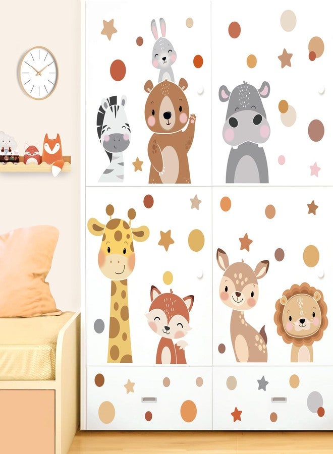 wondever Forest Animal Wall Stickers Giraffe Bear Deer Lion Polka Dot Peel and Stick Wall Art Decals for Baby Nursery Kids Bedroom Playroom - Image 3