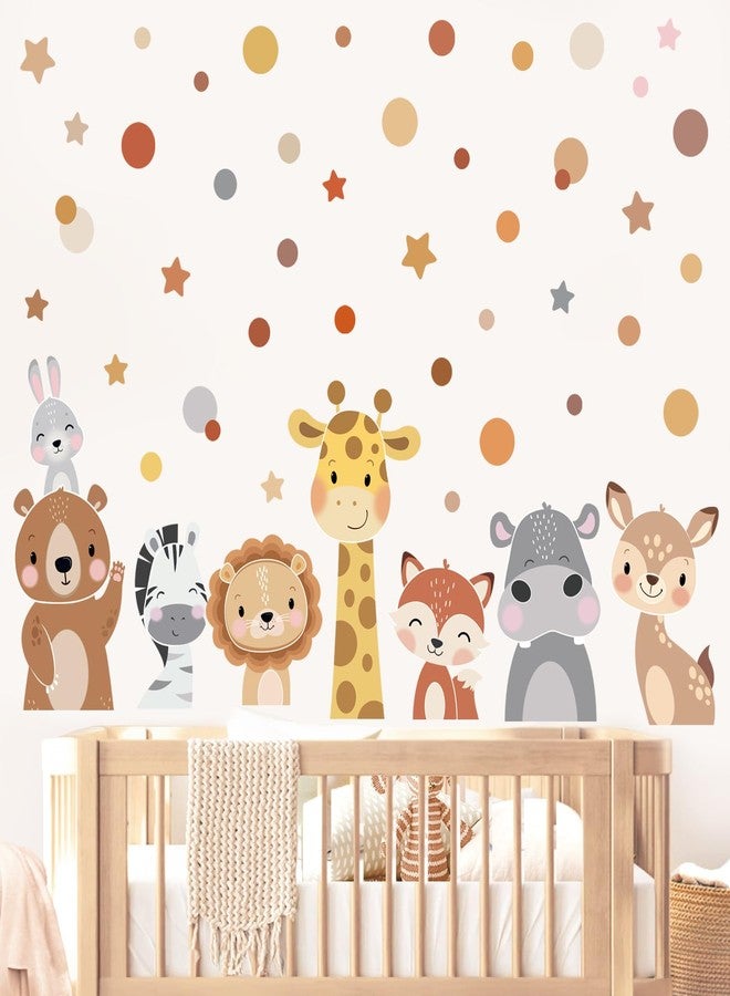 wondever Forest Animal Wall Stickers Giraffe Bear Deer Lion Polka Dot Peel and Stick Wall Art Decals for Baby Nursery Kids Bedroom Playroom - Image 1