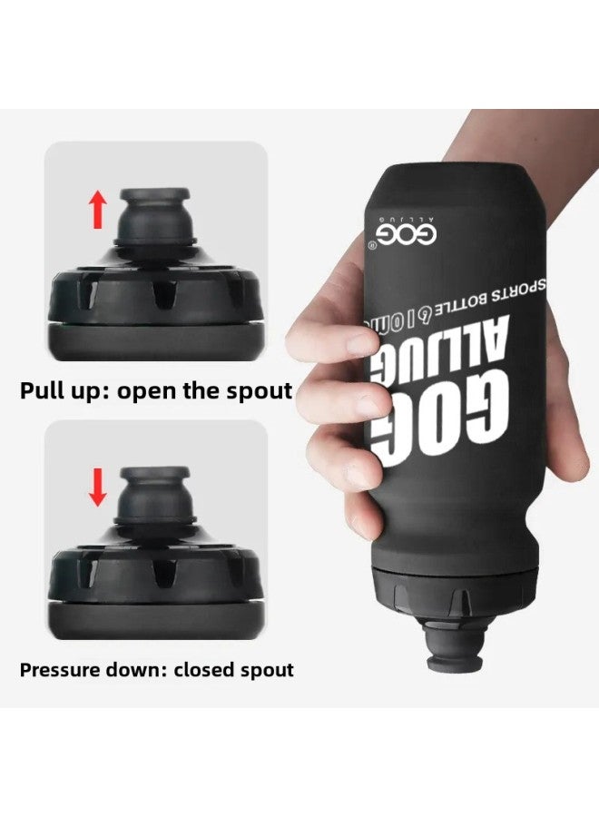 Bpa Free Bicycle Water Bottle Riding Water Bottle Mountain Road Bike Sports Water Cup Riding Equipment Bicycle Accessories-Color:Black Spray Paint (dust Cover Included)-Capacity:610ml - Image 4